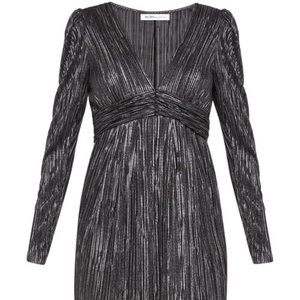BCBGeneration Long Sleeve Foil Pleated Dress